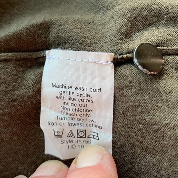 J Crew size S olive green cardigan with silk pockets - Picture 7 of 8